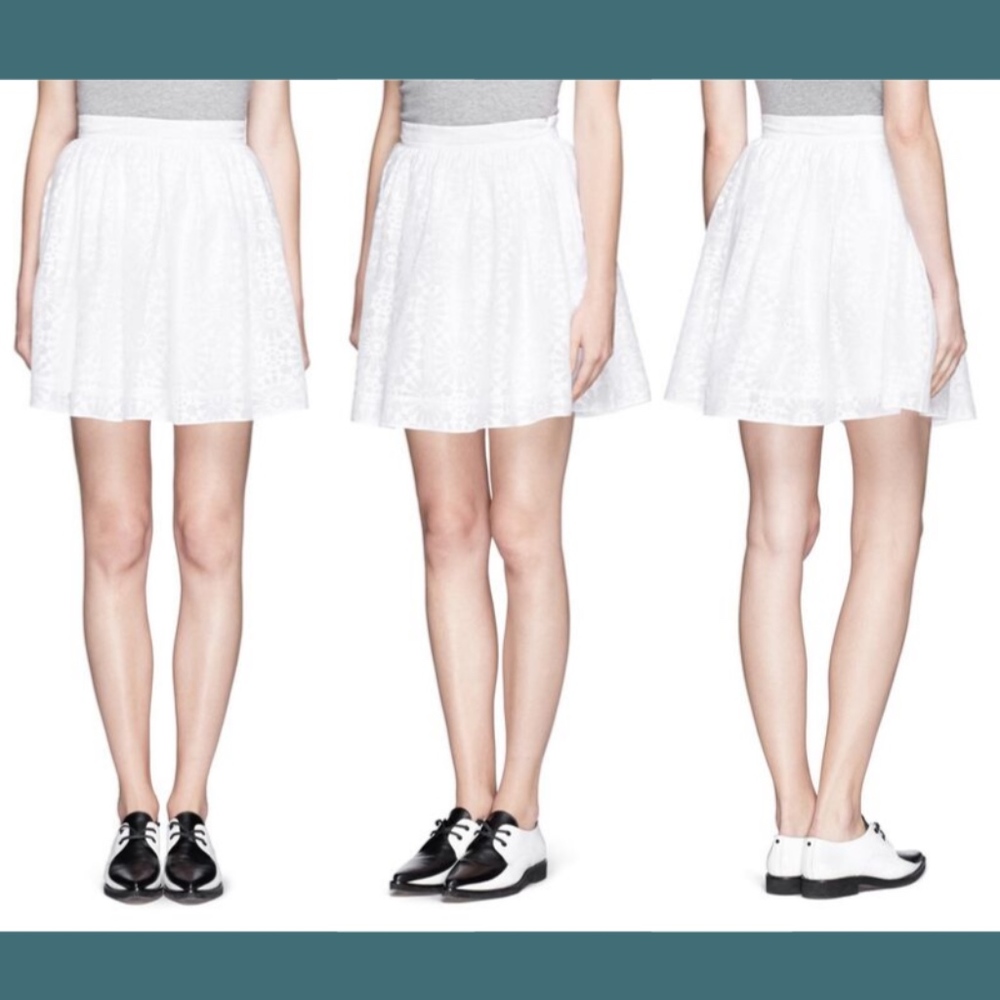 NWT $325 Elizabeth and James Risely Floral Skirt in White [ SZ 2‎ ]